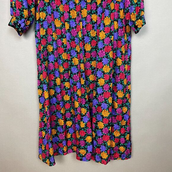 Vintage Silk Dress Floral Plus Size 22P 22 Petite Long Sleeves Liz Claiborne - Picture 6 of 12